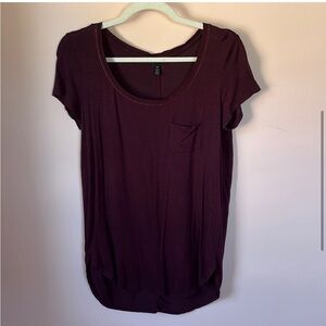WHBM Short Sleeve Tunic Tee Soft Jersey Maroon XS